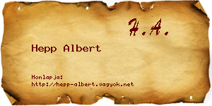 Hepp Albert névjegykártya